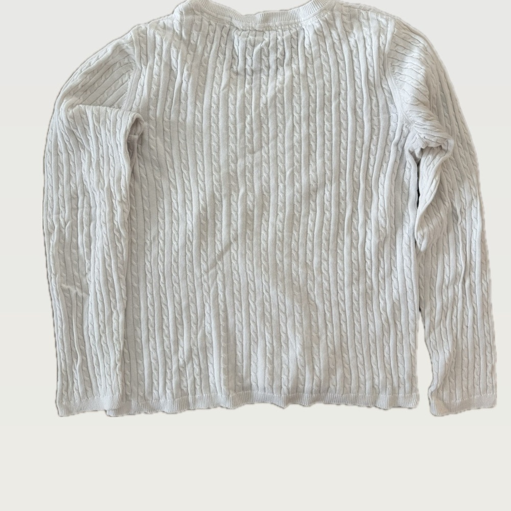 Tommy Hilfiger Women's Cream V-Neck Sweater - Picture 3 of 5